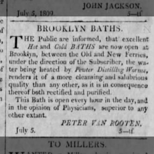 Brooklyn baths heated by pewter distilling worms-7-6-1809